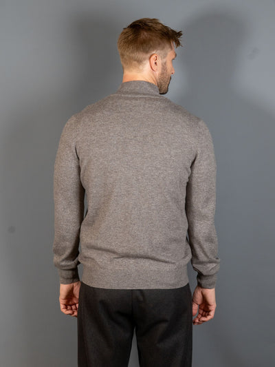 Half Zip Wool Cashmere - Brun