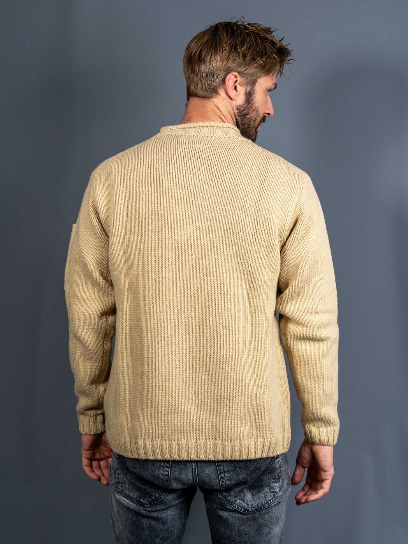 Lambswool Lens Knitted Jumper - Beige