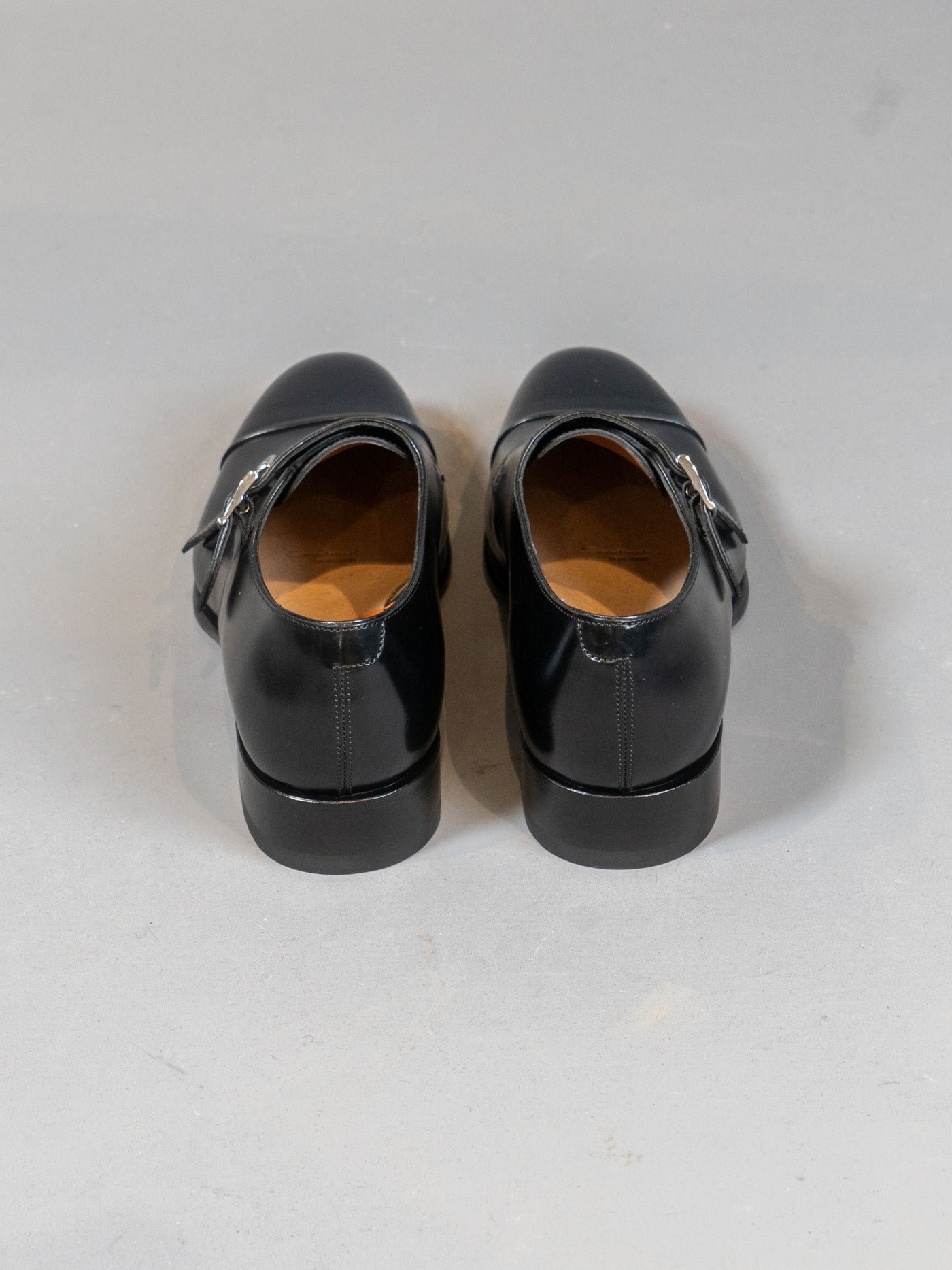 Ira Polished Leather Double Buckle Shoe - Sort
