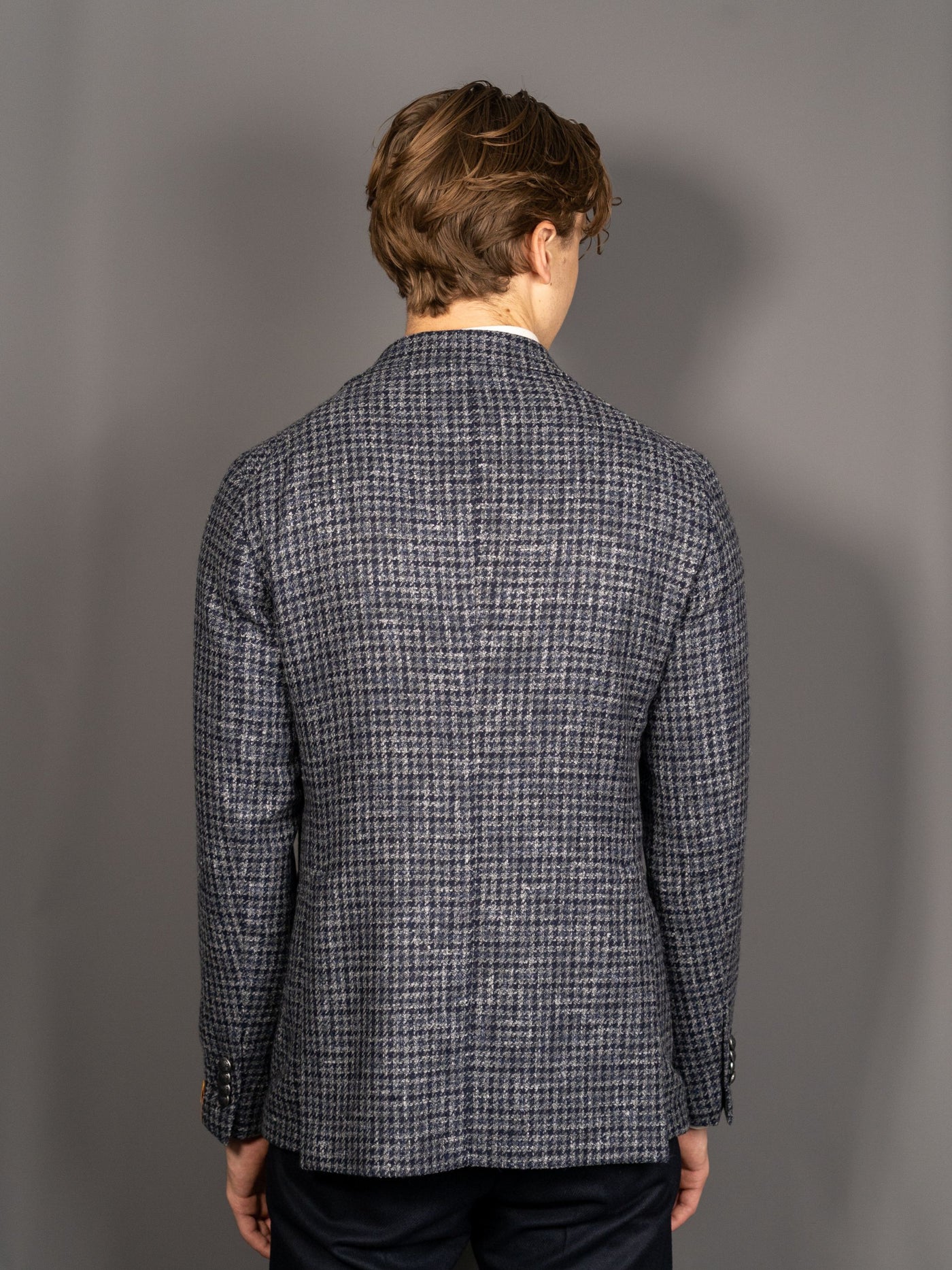 Checkered Alpaca Wool Blazer - Blå