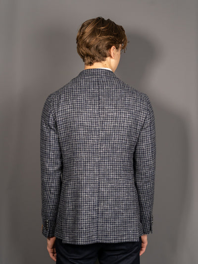 Checkered Alpaca Wool Blazer - Blå