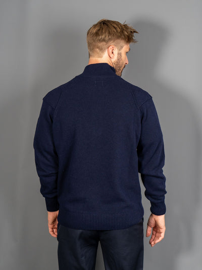 Lambswool GRS Half Zipped Knit - Navy