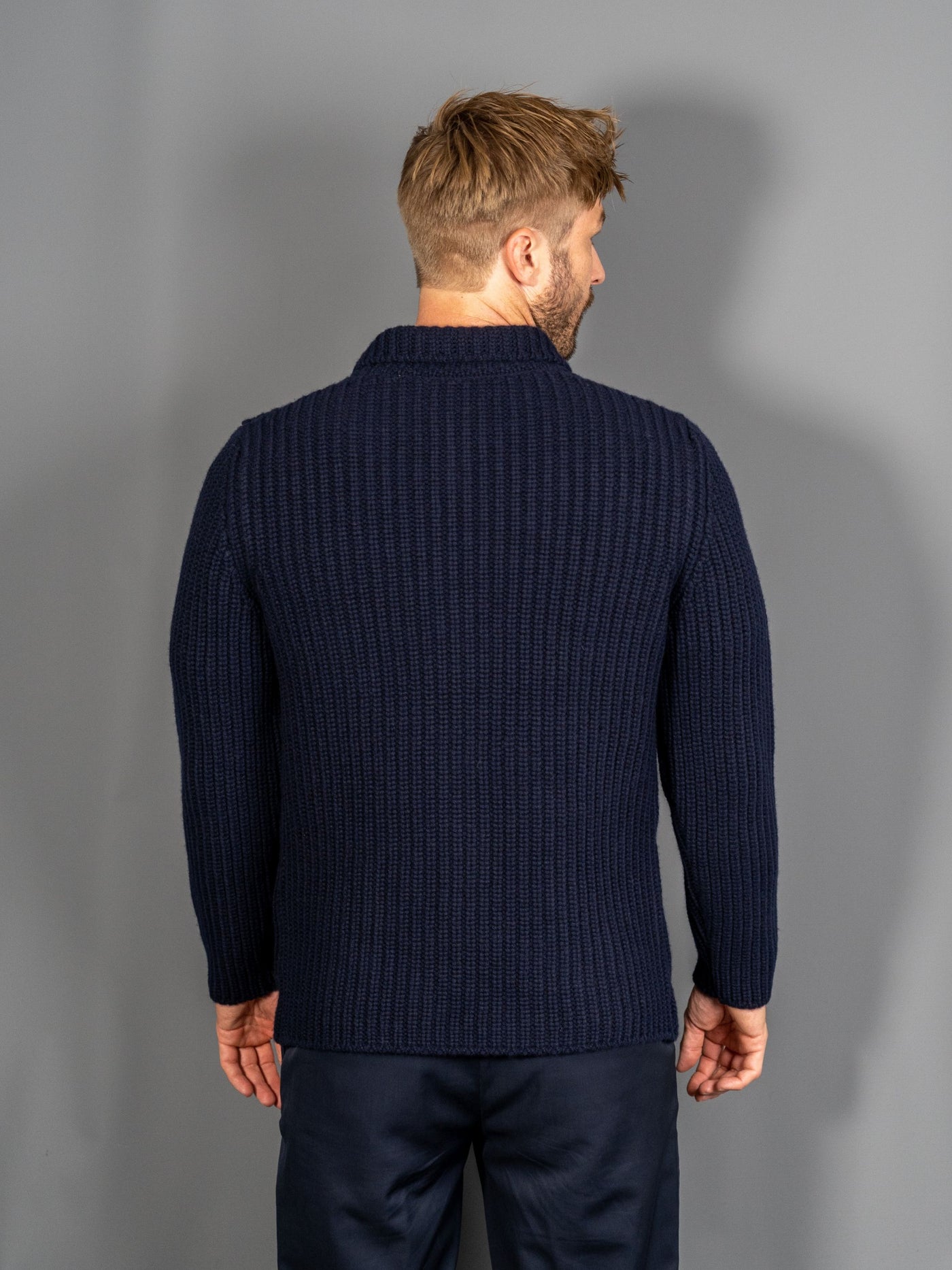 Wool Cardigan - Navy