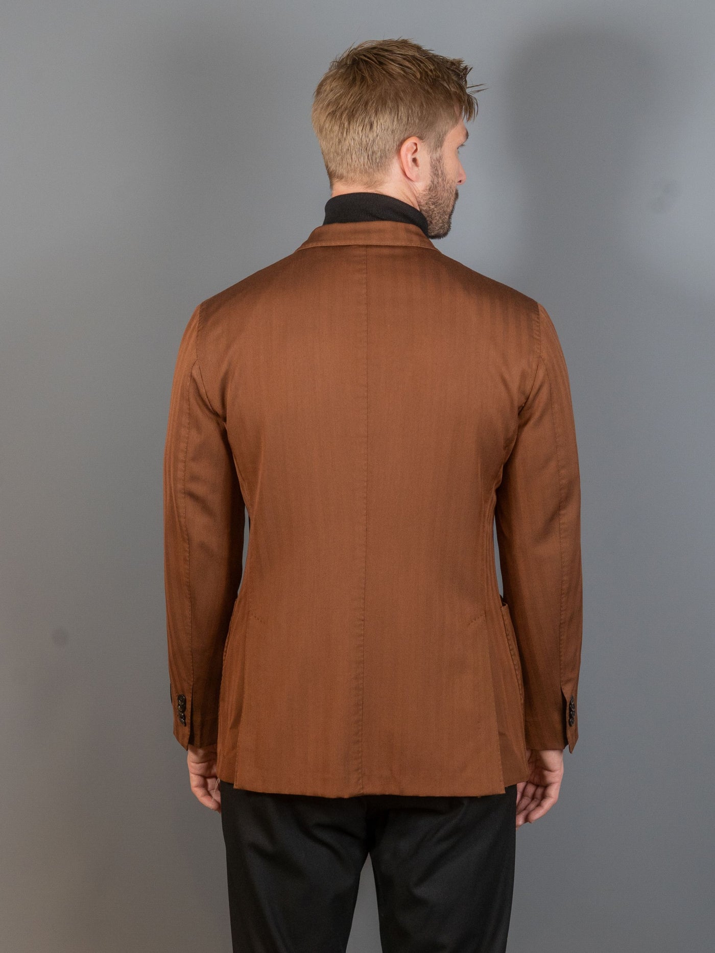 Herringbone Double Breasted Blazer - Brun