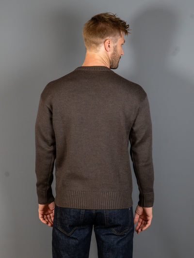 Heavy Knitted Merino Crew Neck - Brun
