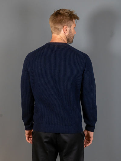 Wool Girocollo Knit - Navy