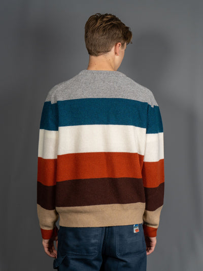 Tonal Fox Head Patch Comfort Ribbed Jumper Stripes - Hvid