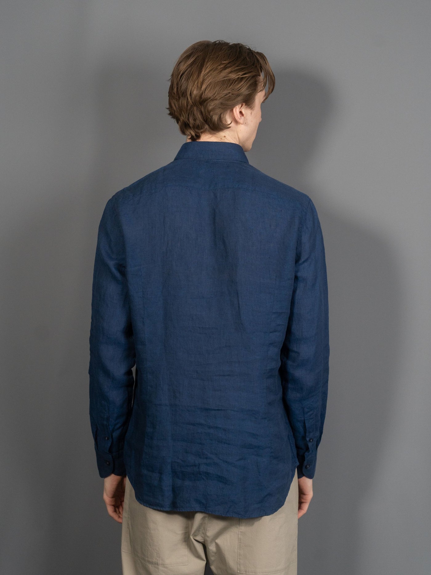 Linen Regular Shirt - Navy