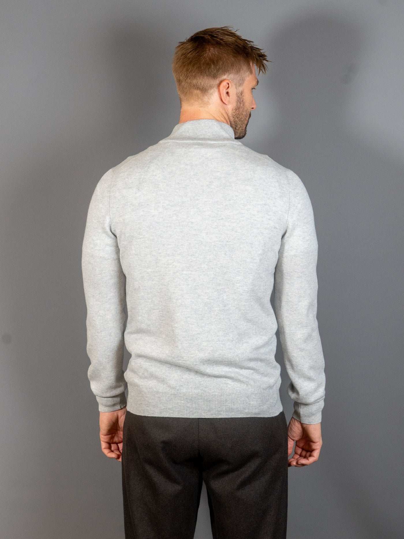 Half Zip Wool Cashmere - Grå