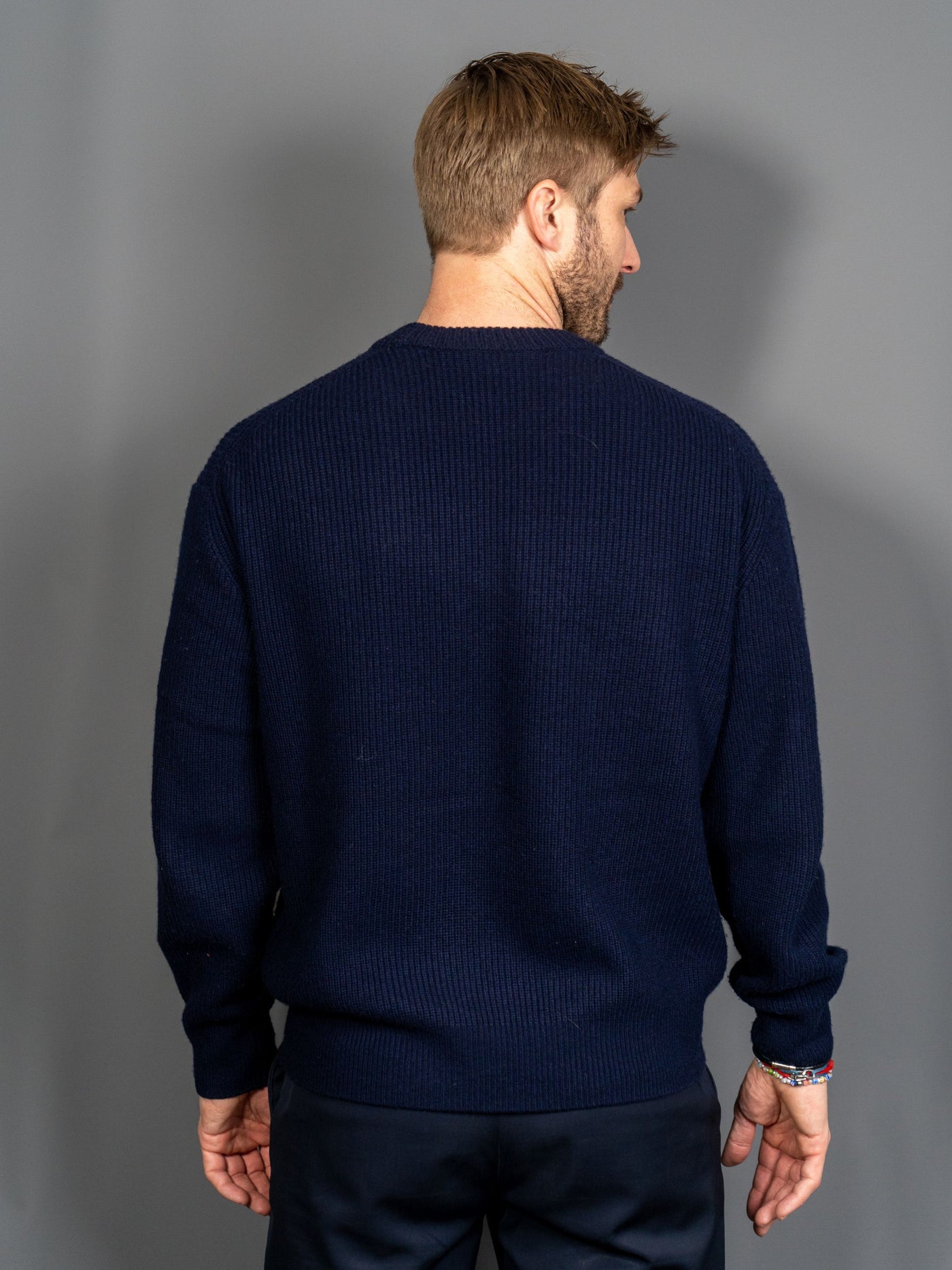 Bold Fox Head Patch Comfort Ribbed Jumper - Navy