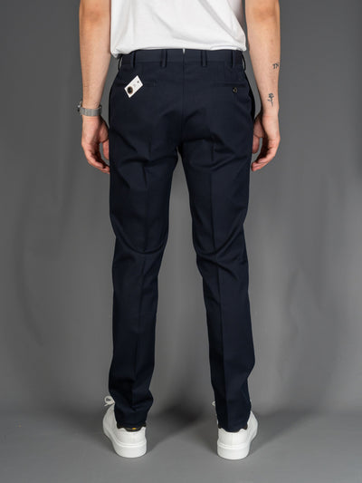 Structured Wool Cotton Pants - Navy