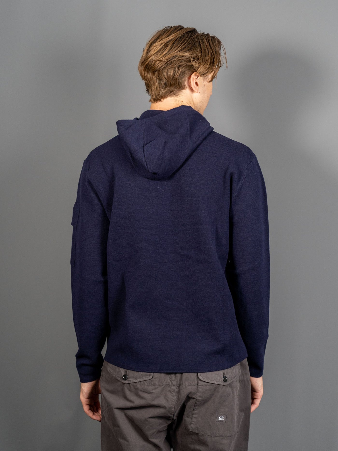 Metropolis Series Extra Fine Merino Wool Hooded Sweatshirt - Navy