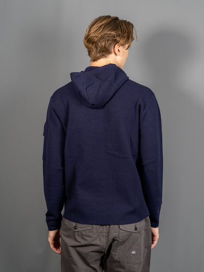 Metropolis Series Extra Fine Merino Wool Hooded Sweatshirt - Navy