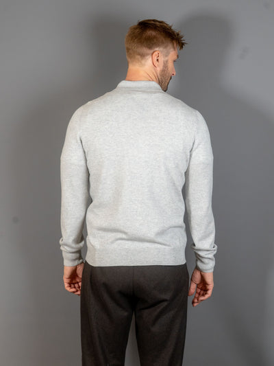 Longsleeve Knit Polo  - Grå