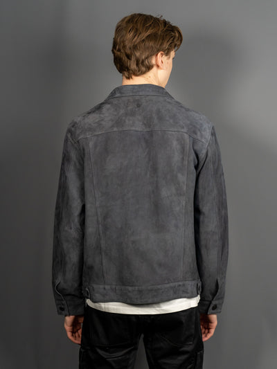 Suede Leather Jacket - Grå