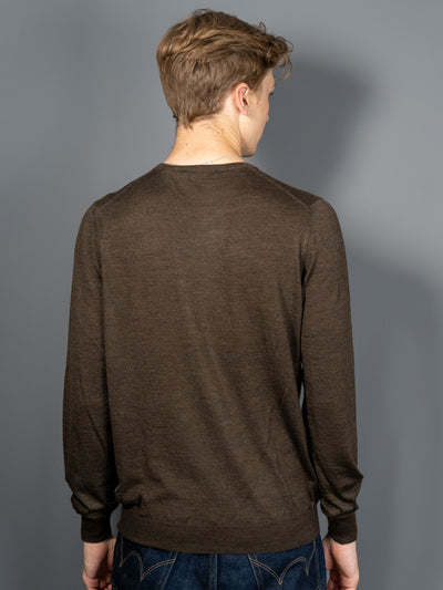 Wool Silk C-Neck Sweater - Brun