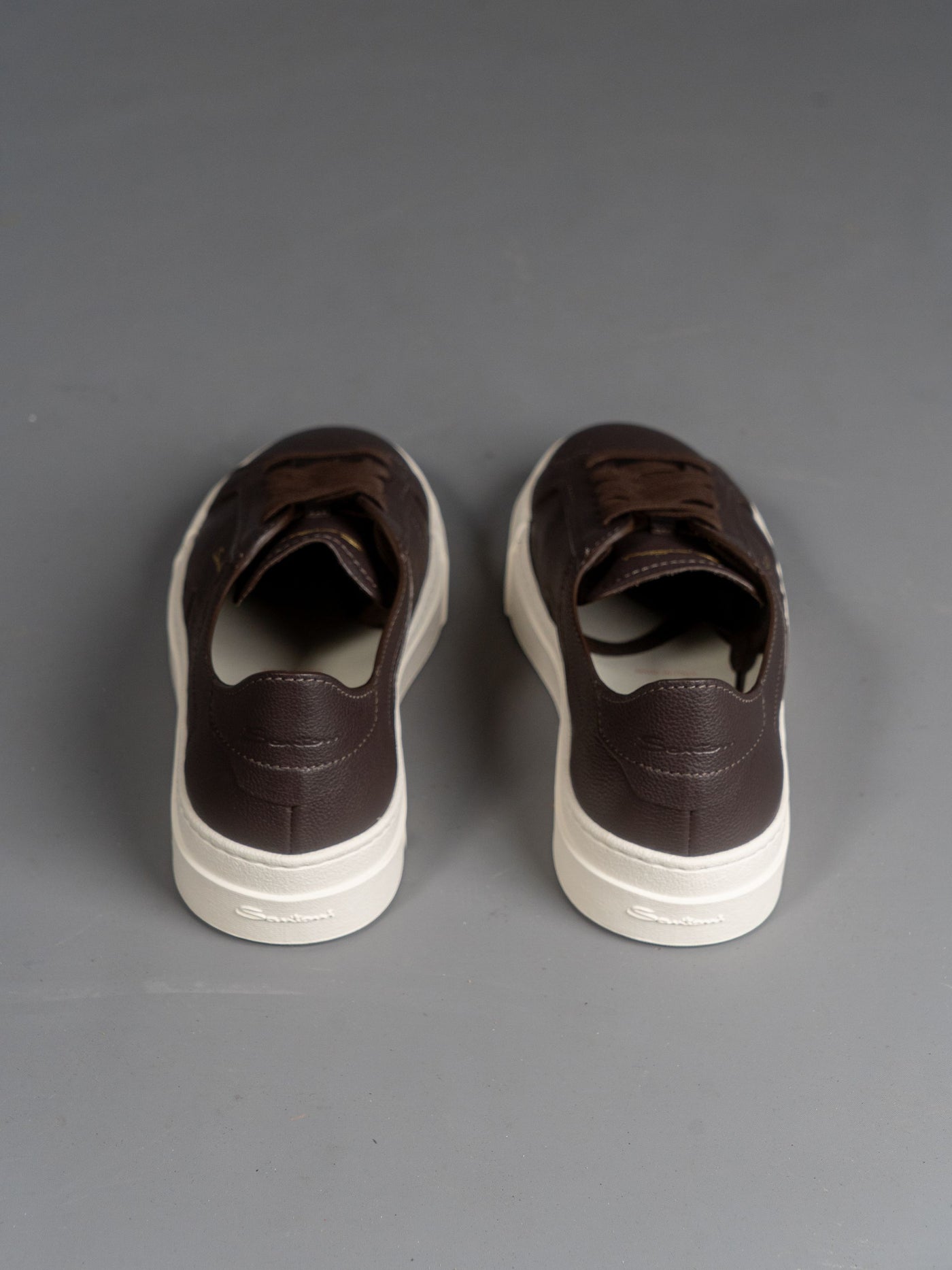 Tumbled Leather Double Buckle Sneaker - Brun