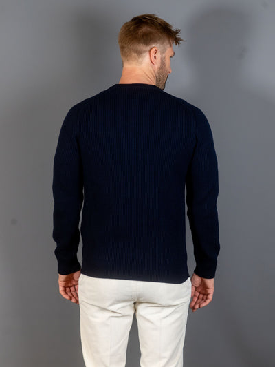 Rib Knit Cashmere Lana Wool - Navy