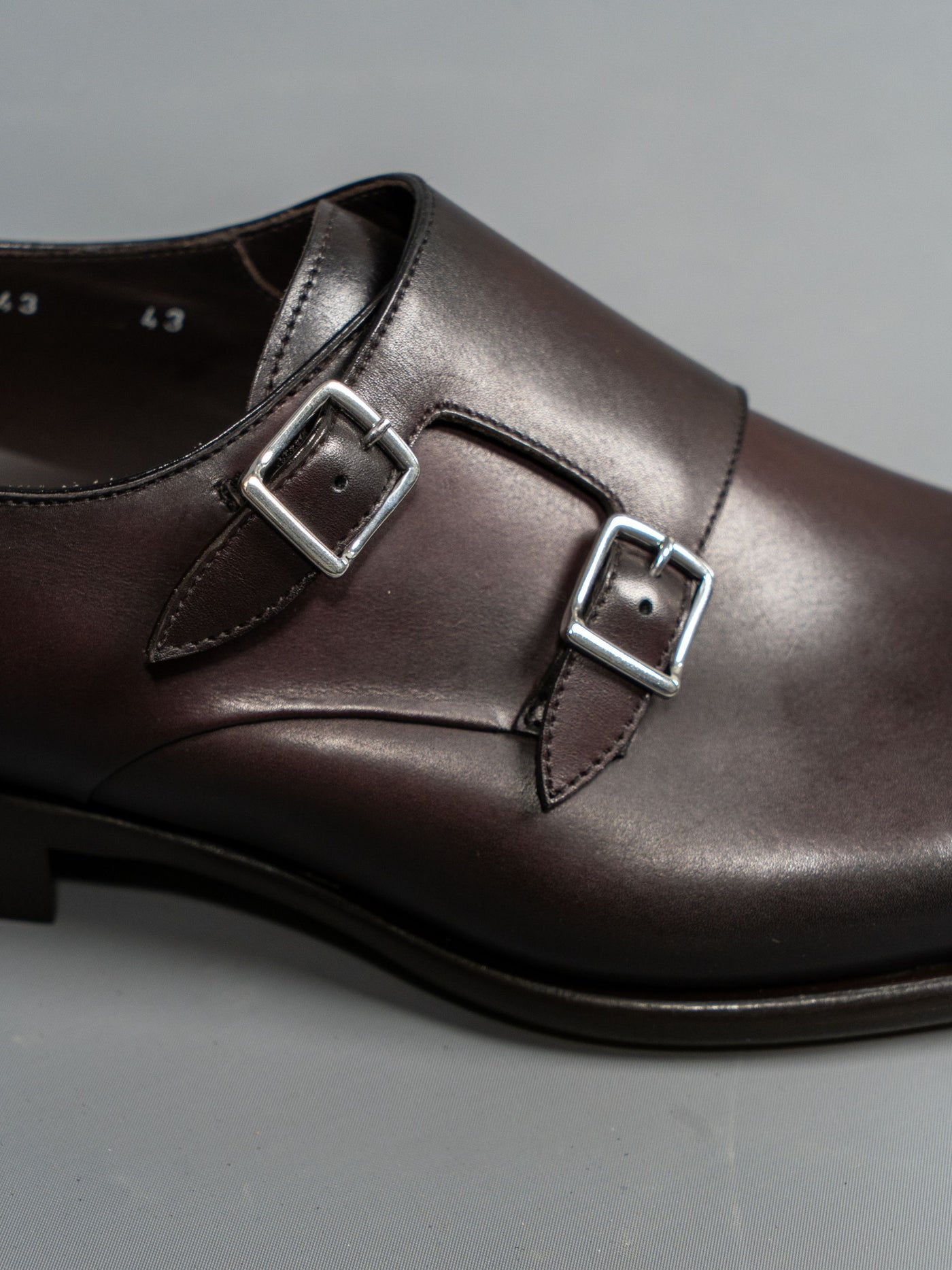 Leather Double Monk Shoes - Brun