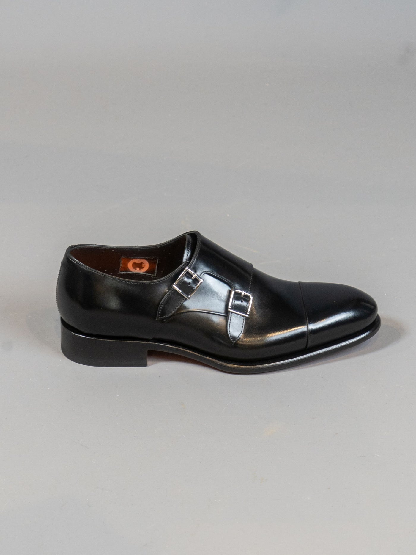 Ira Polished Leather Double Buckle Shoe - Sort