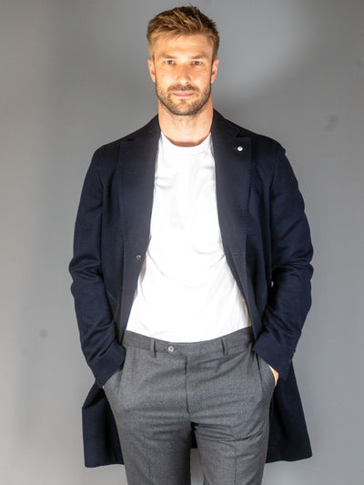Wool Cashmere Coat - Navy