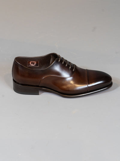 Polished Brown Leather Oxford Shoe - Brun