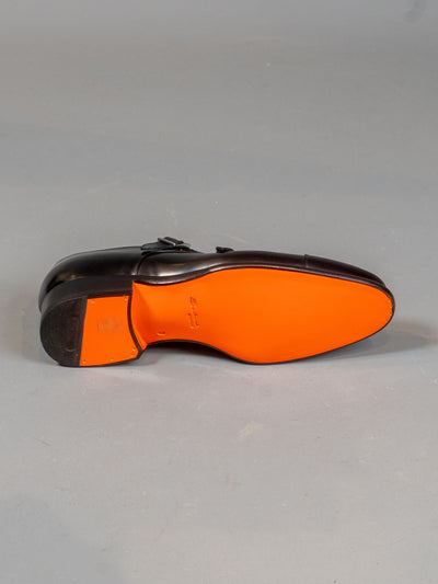 Ira Polished Leather Double Buckle Shoe - Sort