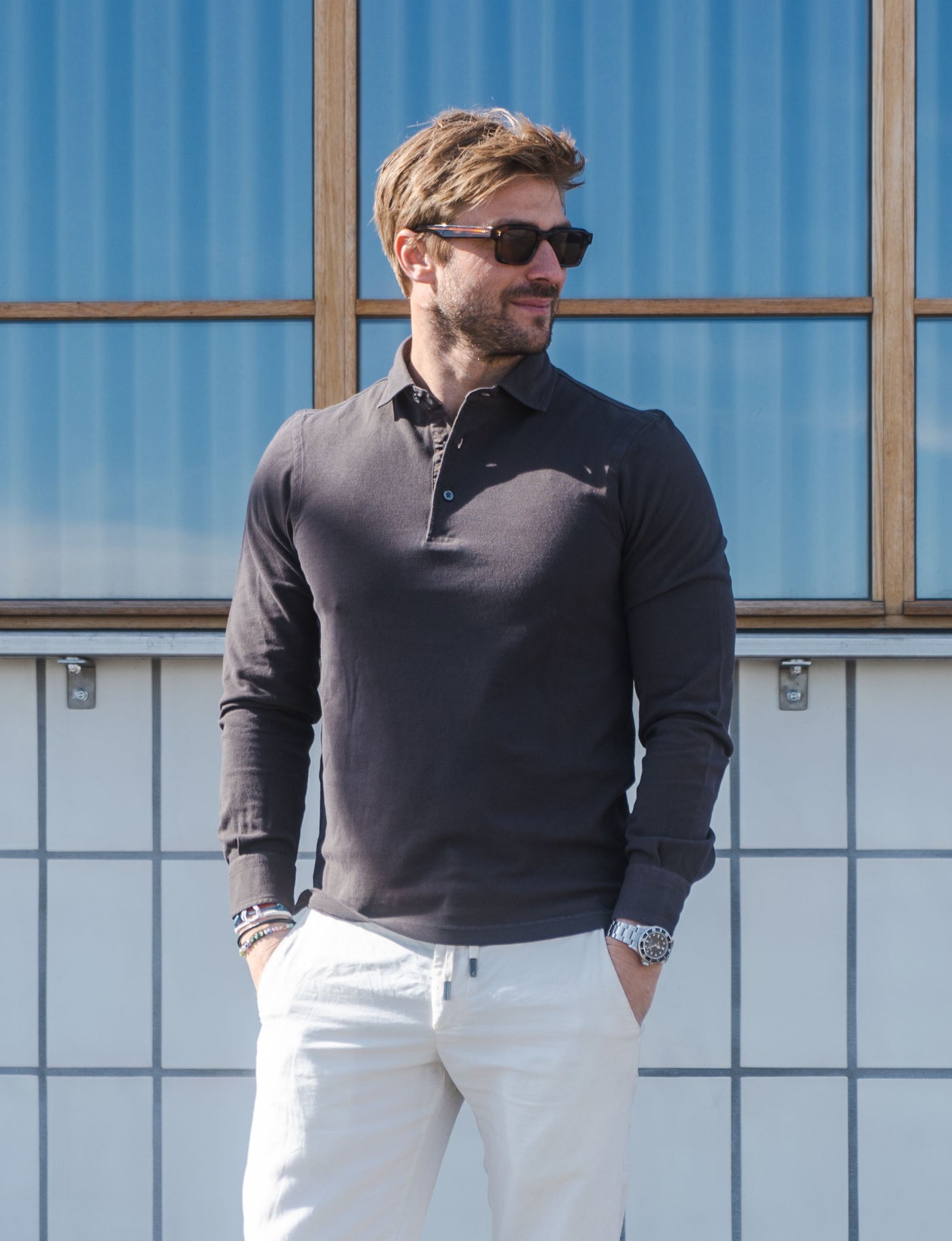 Longsleeve Polo - Brun