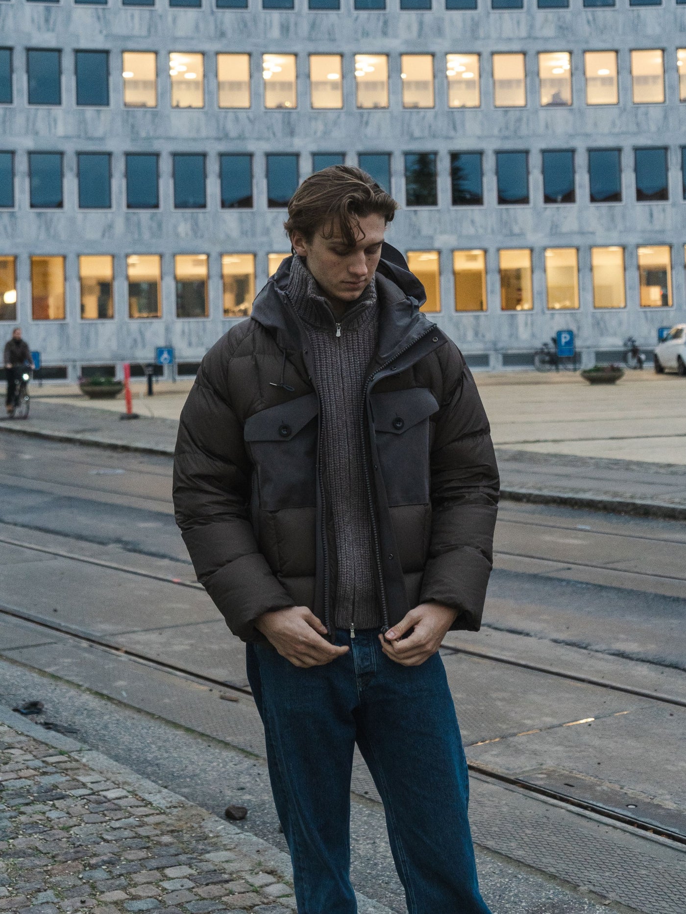 Tanker Combo Down Jacket - Brun