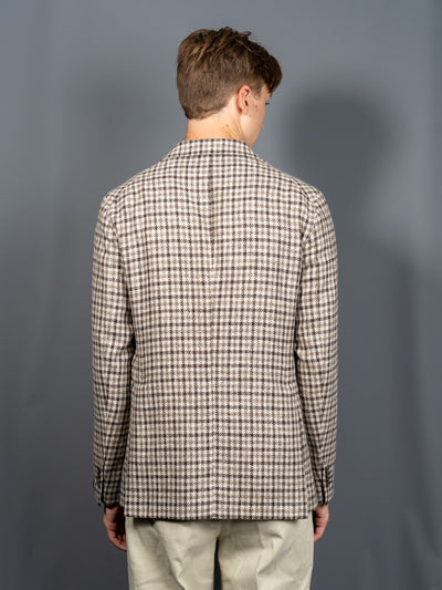 Checkered Alpaca Wool Blazer - Brun