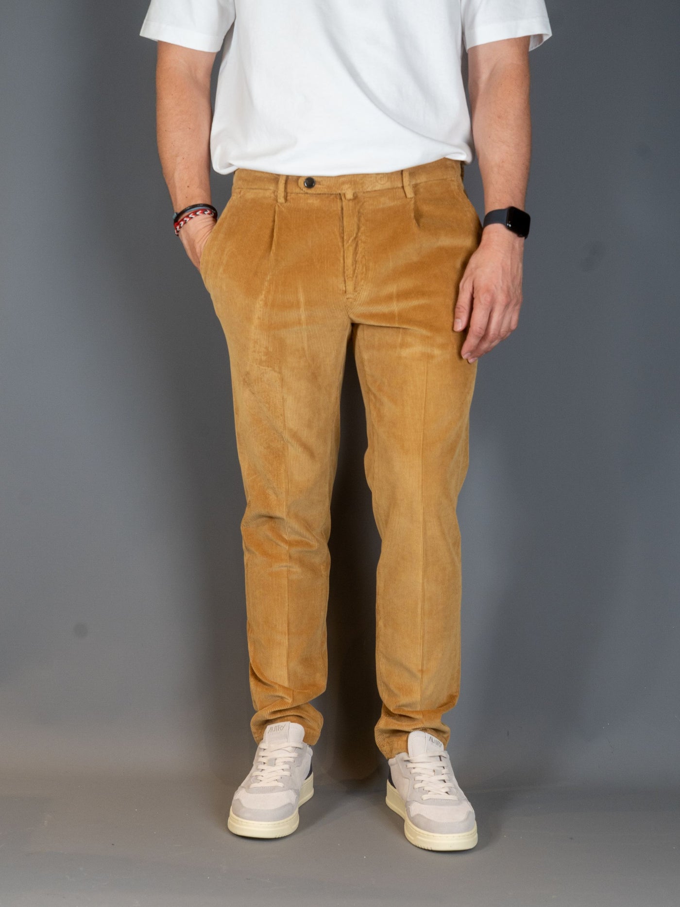 Pleated Corduroy Pants - Camel
