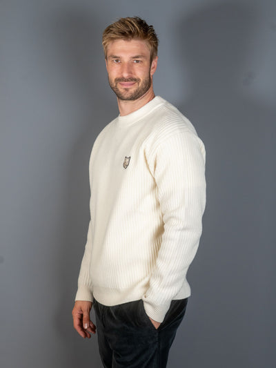 Fox Head Wool Ribbed Jumper - Off White