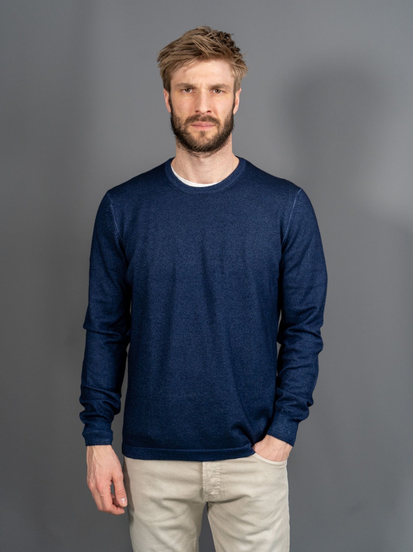 Cotton Cashmere Sweater - Blå