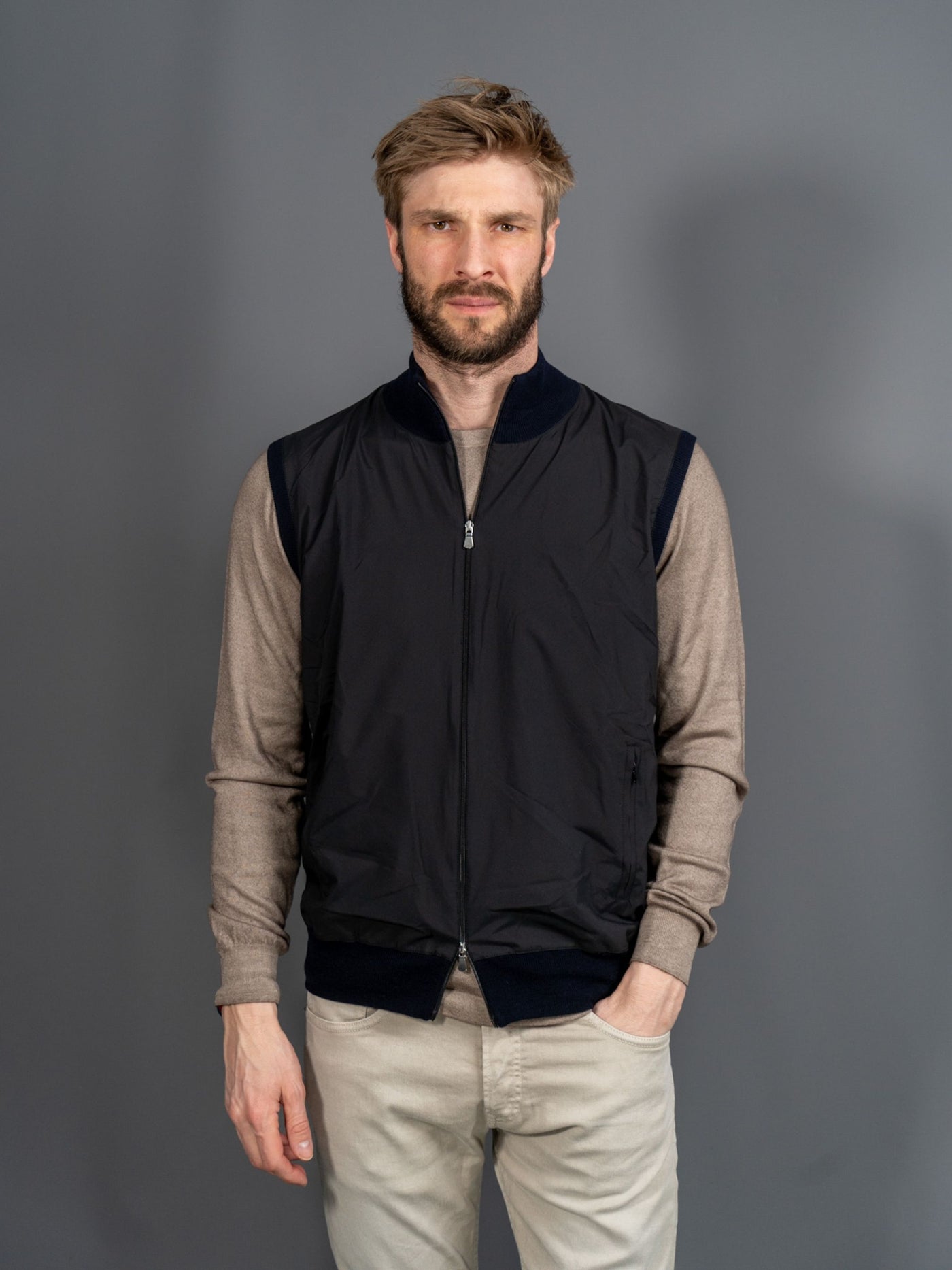Zip Vest - Navy