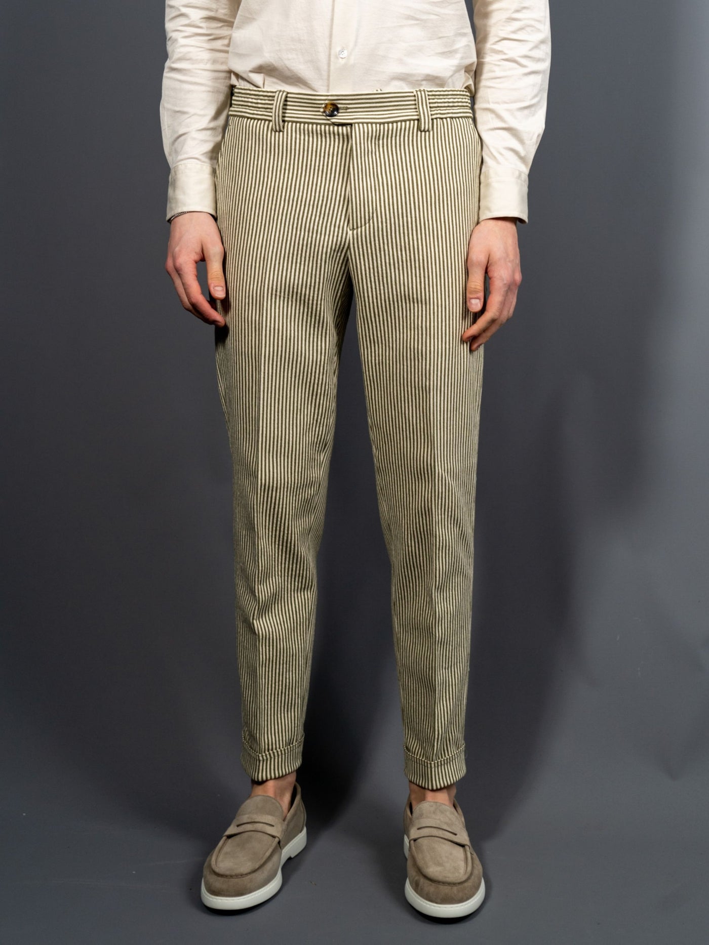 Cotton Stripe Pants - Grøn