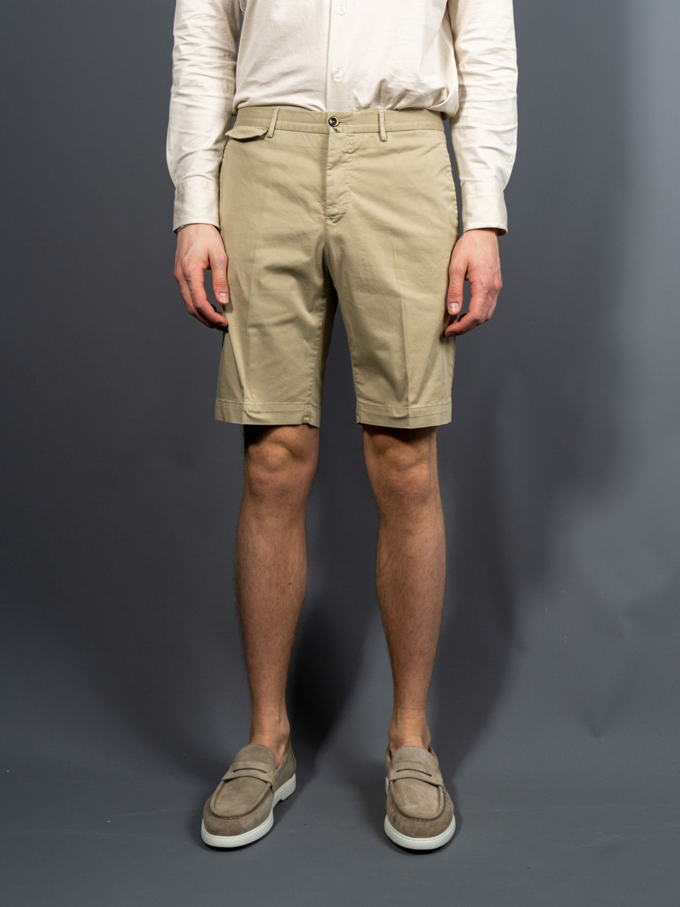 Cotton Stretch Shorts - Beige