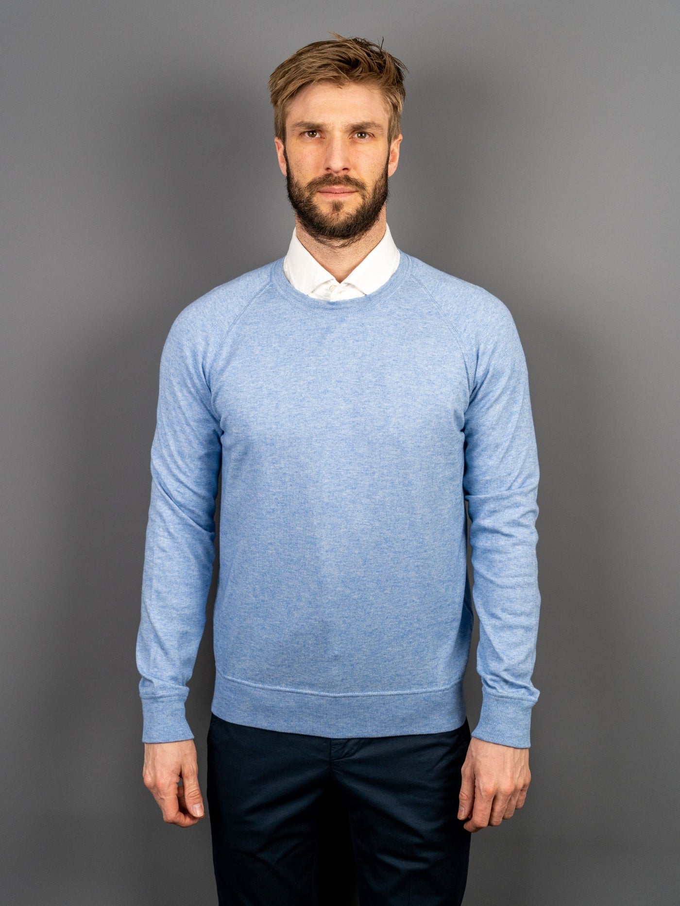 Cotton Cashmere Sweater - Lyseblå