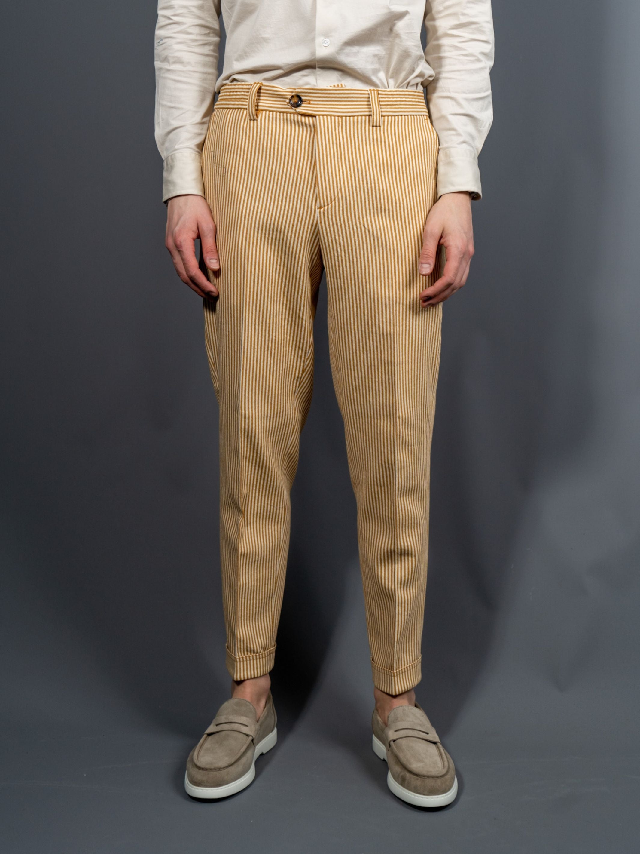 Cotton Stripe Pants - Orange
