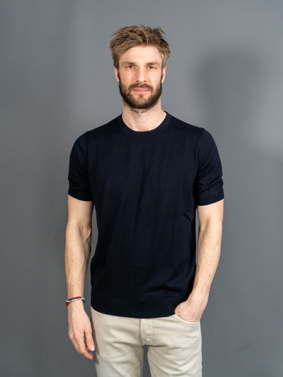 Suvin Cotton Knit T-shirt - Blå