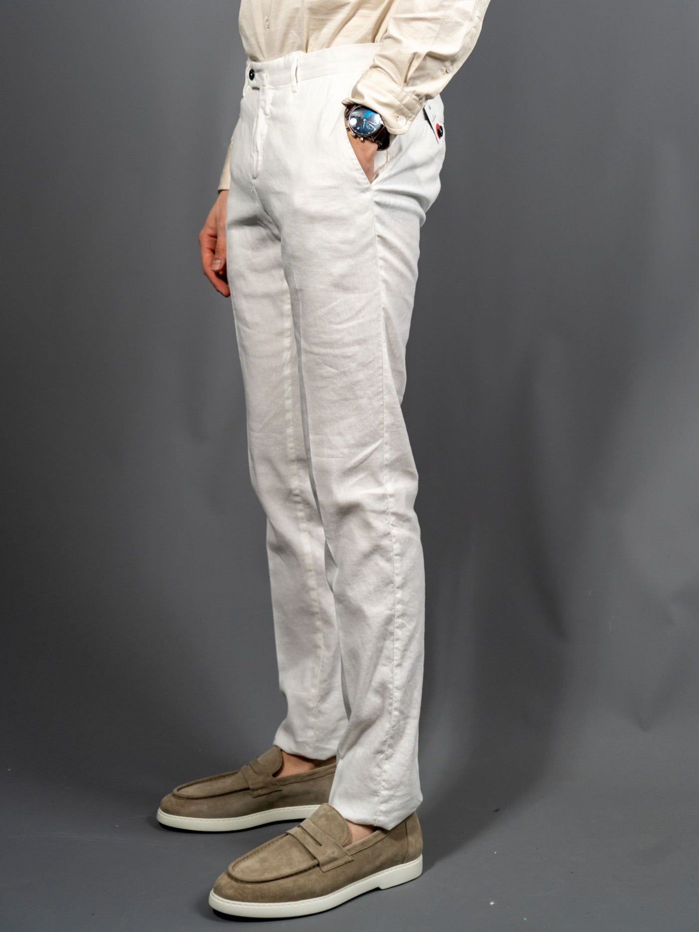 Slim Fit Linen Pants - Hvid