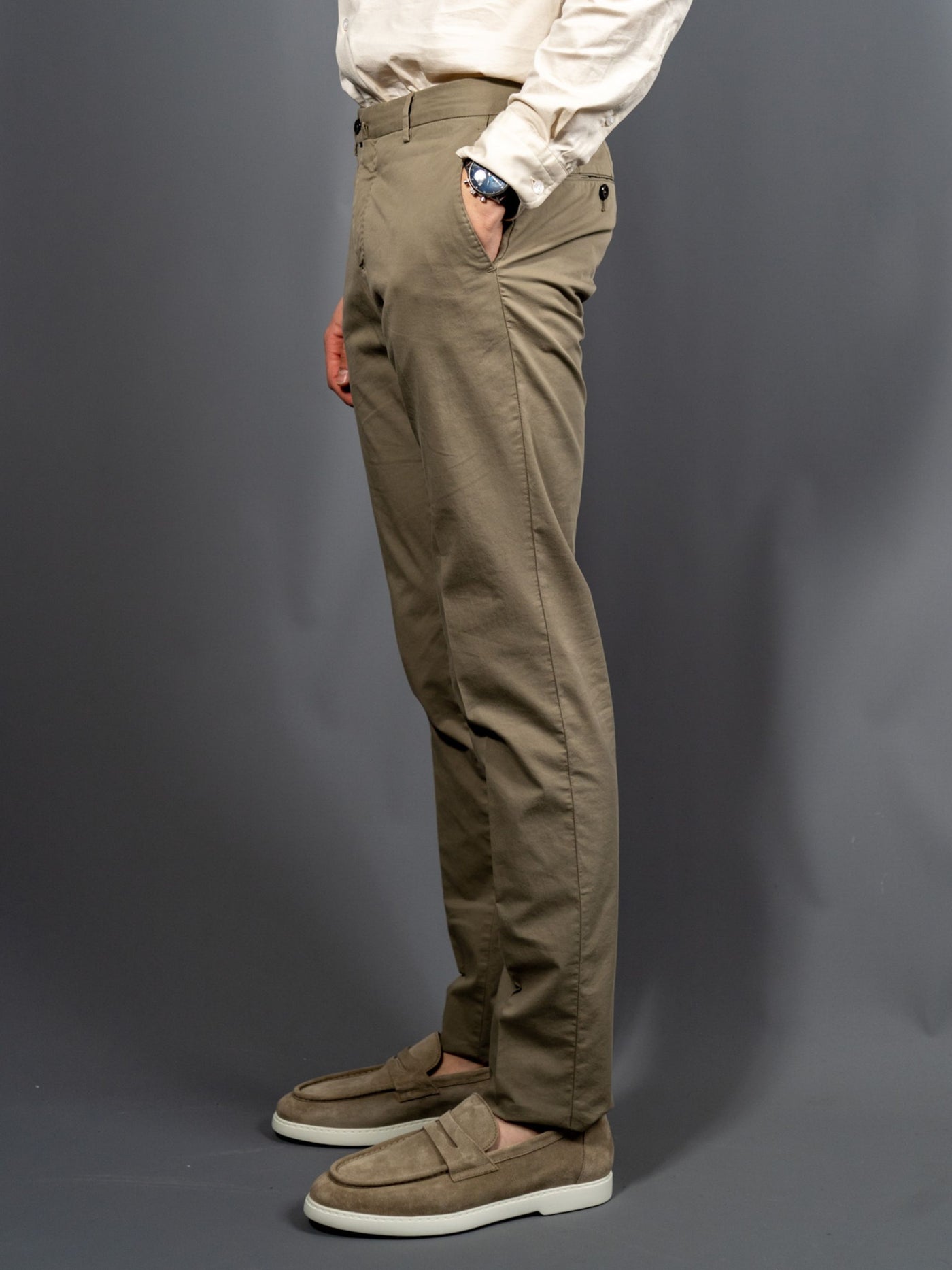 Slim Fit Cotton Pants -  Khaki