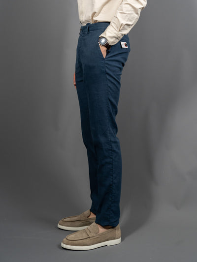 Slim Fit Linen Pants - Blå