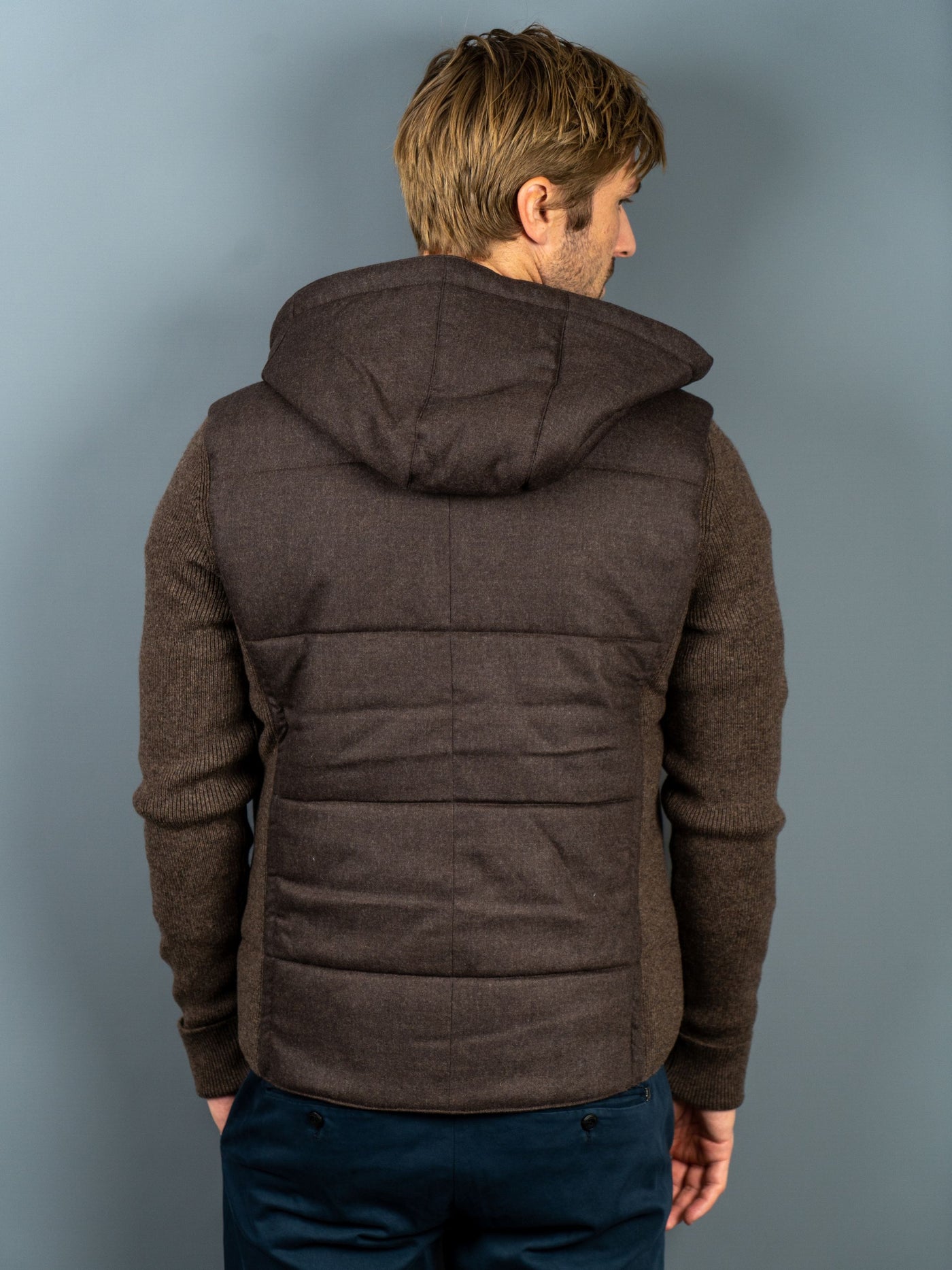 Hooded Wool Flannel Jacket - Brun