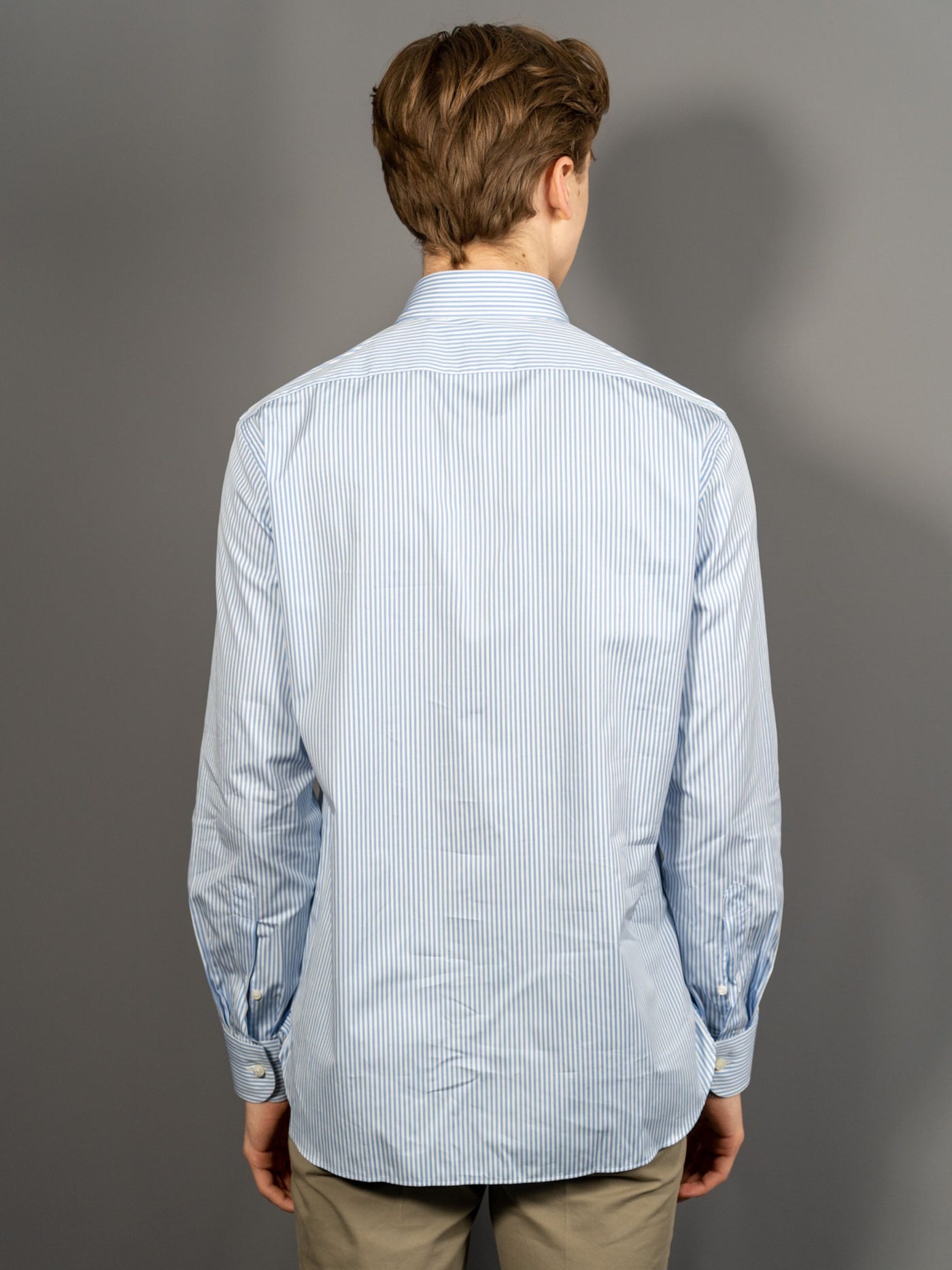 Superior Organic Stripe Cotton Shirt - Lyseblå