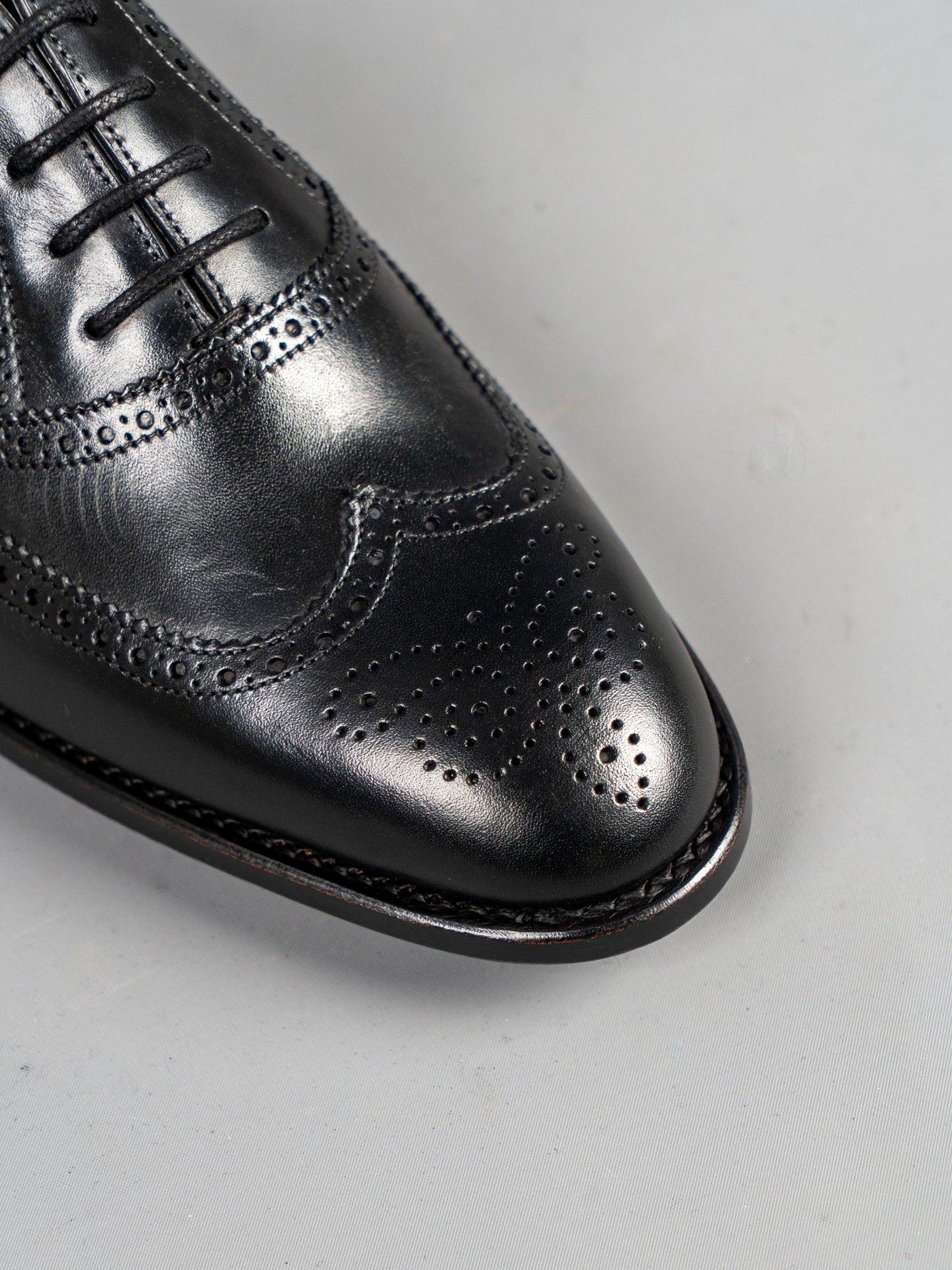 Malloy Wing Tip Brogue Leather - Sort