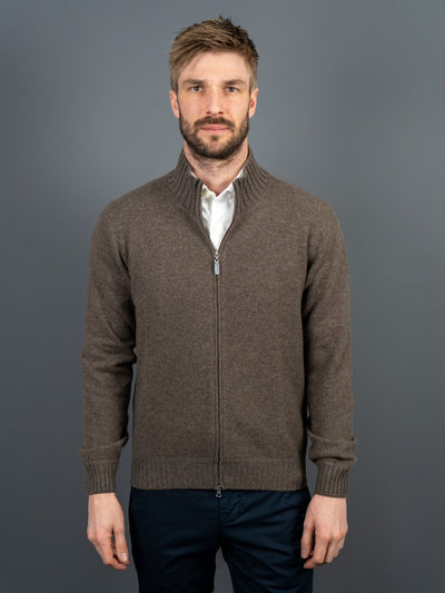 Knitted Cashmere Zip - Brun