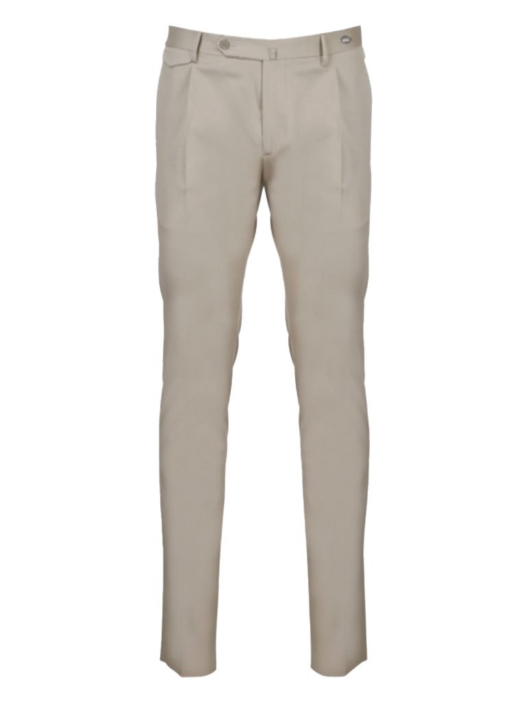 Cotton Stretch Slim Trouser - Beige