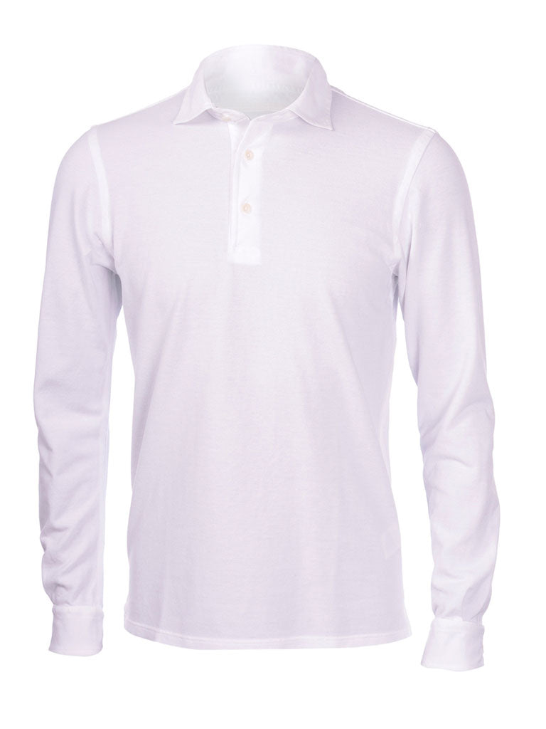Longsleeve Polo Jersey Stretch - Hvid