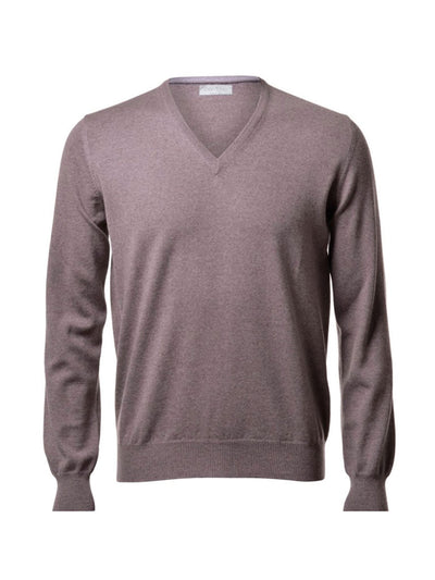 Pullover V-Neck Wool - Lysebrun